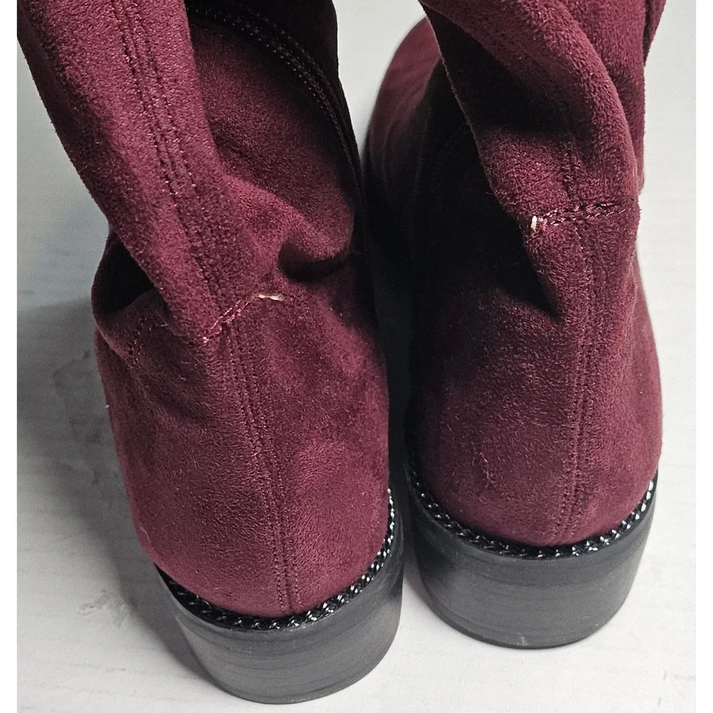 Franco Sarto Bailey Over The Knee Boots Dark Burgundy Suede Block Heel Womens 5M